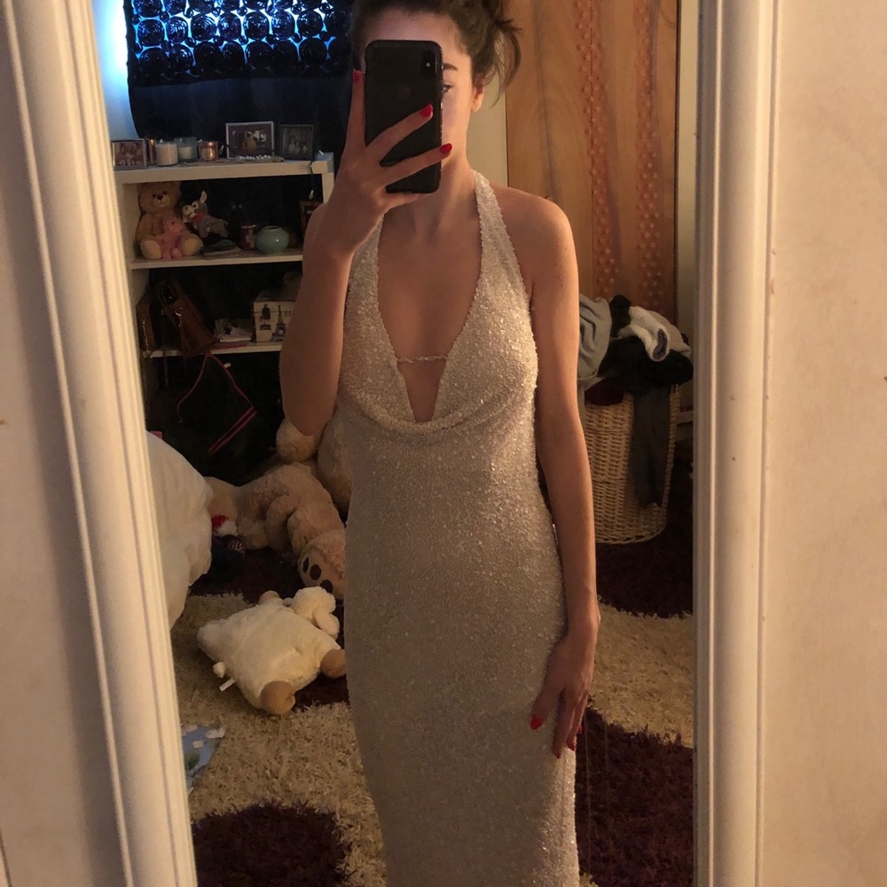 BEAUTIFUL white beaded gown